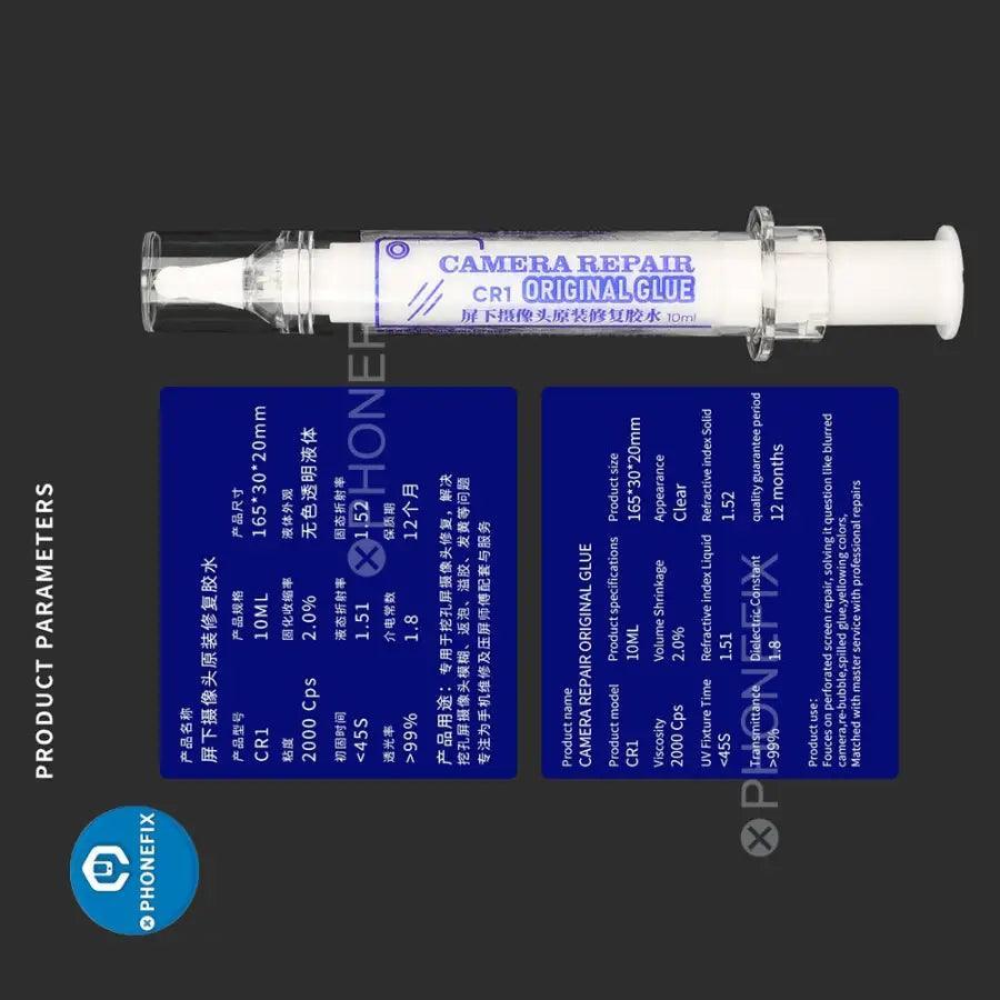 Mechanic CR1 PhoneFix solder paste used for fast bonding and LCD screen repair on phone cameras and displays.