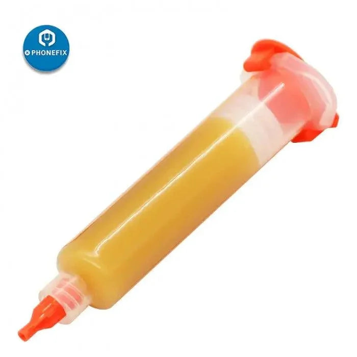 Mechanic RMA-UV10 10cc no-clean BGA PCB soldering paste flux grease from PHONEFIX, shown in a small container.