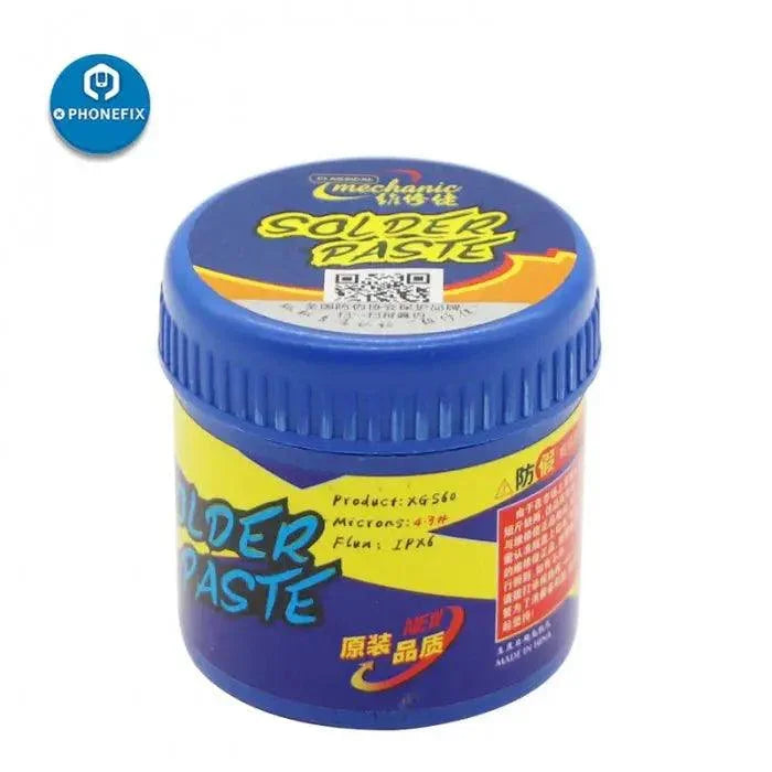 PhoneFix mechanic soldering tin paste for CPU rework, 158℃ welding cream, used for precise soldering and reflow tasks.