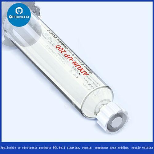 PhoneFix UP200 lead-free nano solder paste for BGA reballing and soldering, with precise application and flux properties.