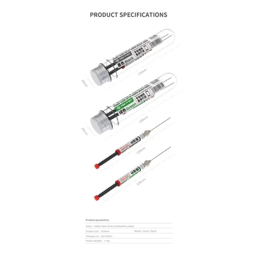 Micro Control Green/Black Solder Mask Oil for Phone PCB Repair, used as solder paste for precise electronics repairs.