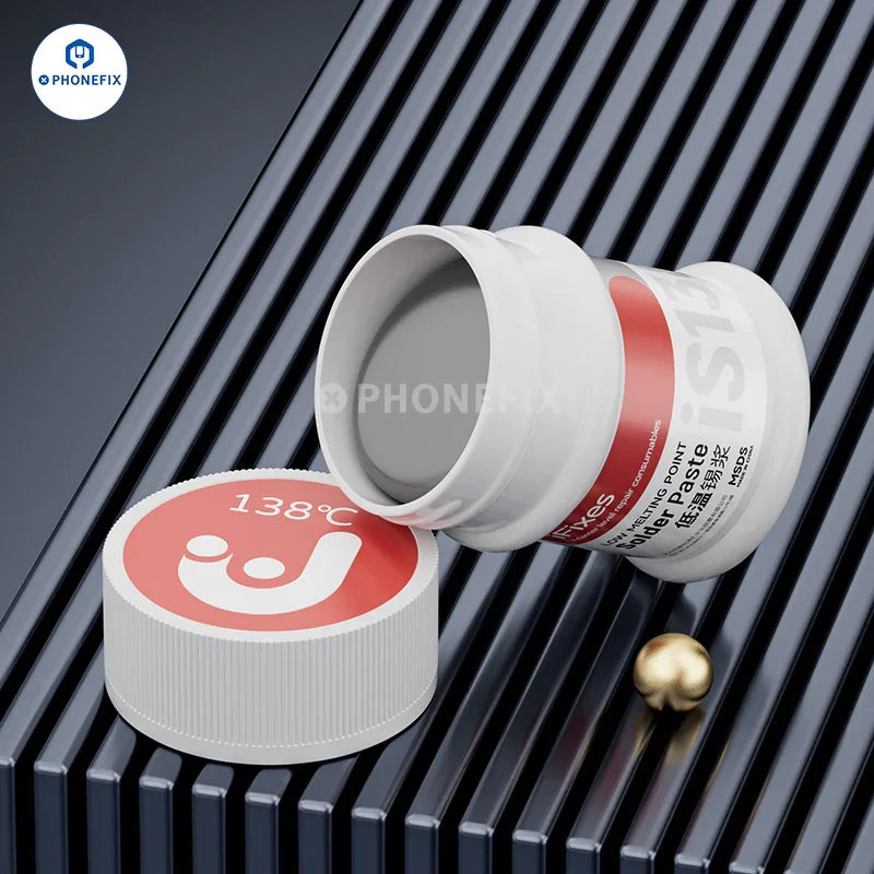 Pâte à souder PhoneFix pour puces BGA de circuits imprimés, avec flux 138℃, 158℃, 183℃ et 217℃ pour une soudure précise.
