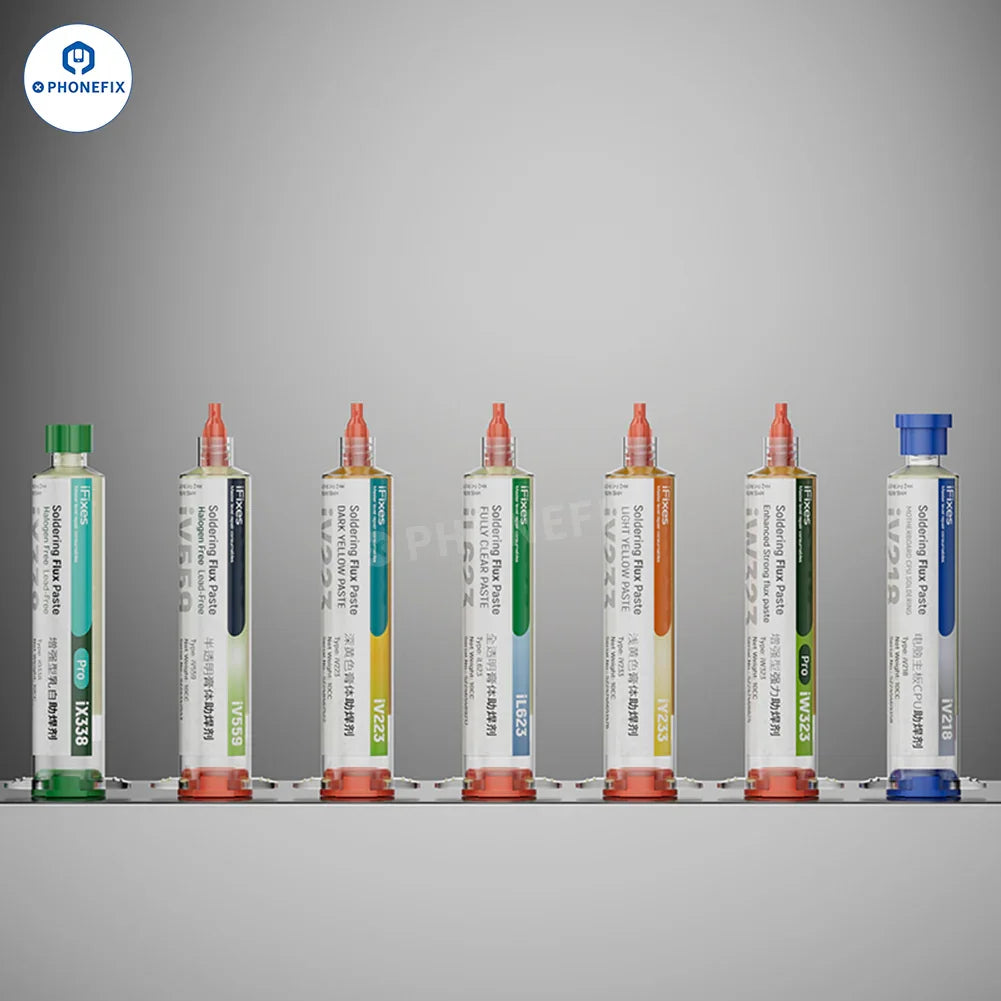 iFixes 10CC lead-free soldering flux paste for motherboard and CPU repairs, by PHONEFIX, shown in the image.
