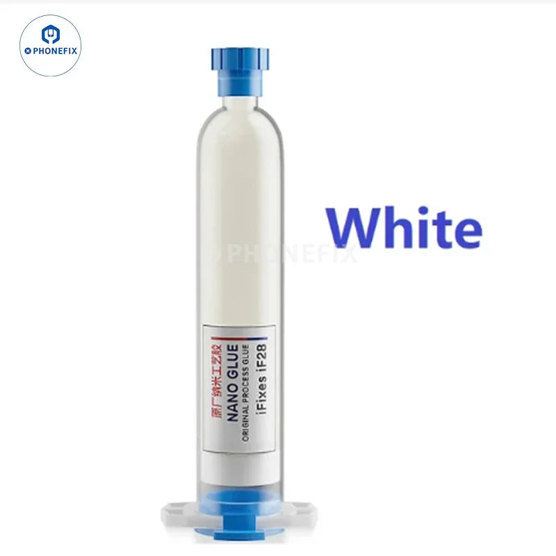Close-up of PHONEFIX UV Glue Nano Adhesive solder paste used for phone LCD glass and frame repair.