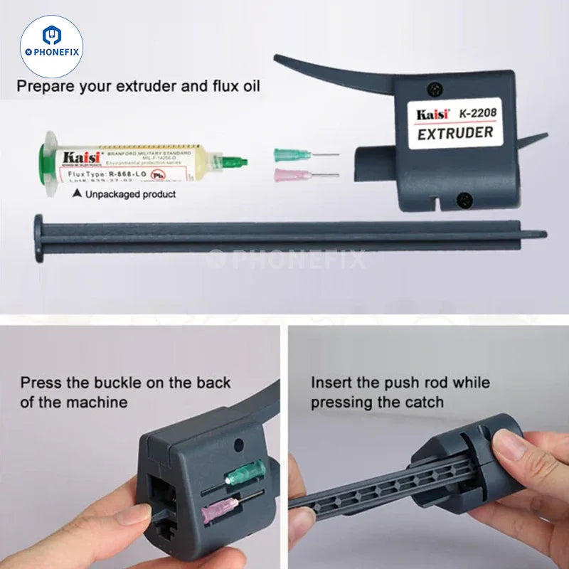 PhoneFix Kaisi K-2208 solder paste extruder booster manual glue gun for precise soldering and glue application.