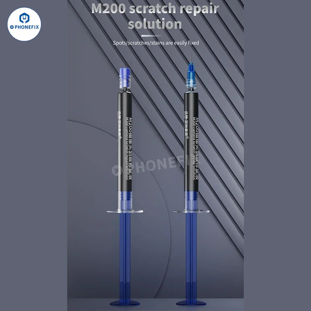 LANRUI M200 camera scratch repair liquid for mobile phones and iPads, shown in a small solder paste container.