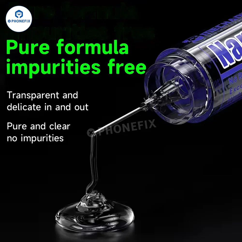PHONEFIX M35 Nano Flux Paste for phone PCB IC soldering repair, close-up of the solder paste tube and application area