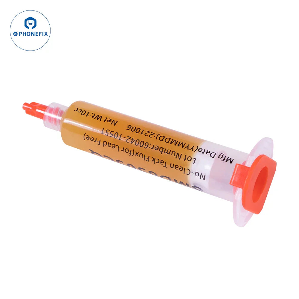 PhoneFix Chipquik Tack Solder Paste Flux SMD6505CQ no-clean tack flux in a syringe applicator for SMD soldering applications.
