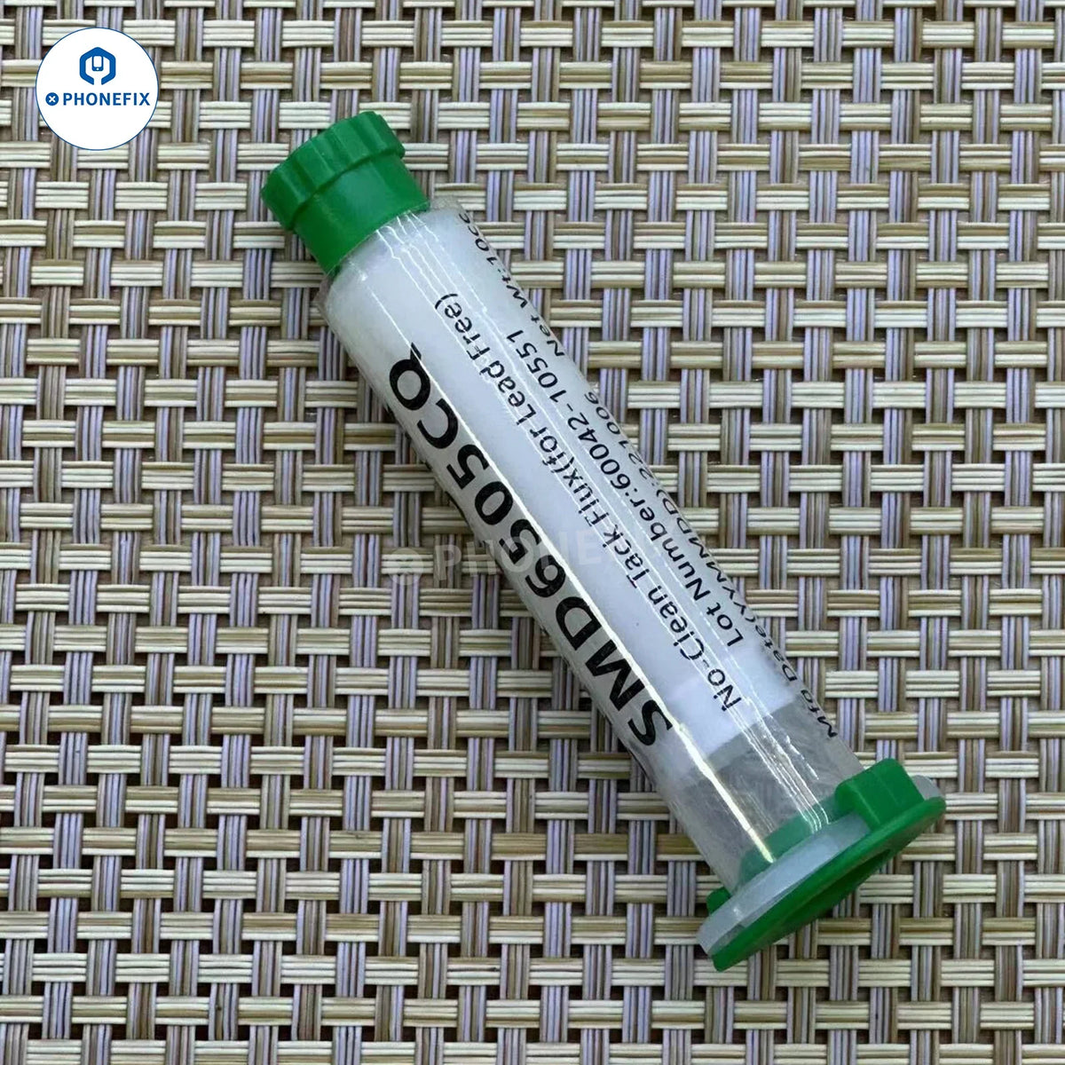 Phonefix Chipquik Tack Solder Paste Flux SMD6505CQ No Clean solder paste with plunger for precise application on SMD components.