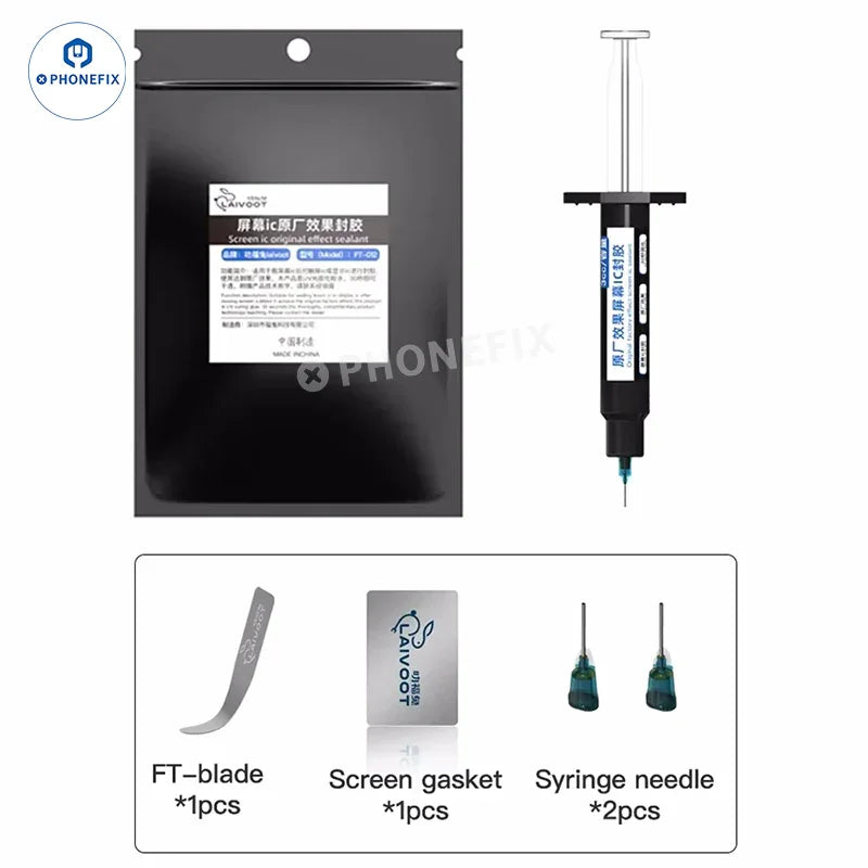 PhoneFIX BGA Chip Sealant Glue Solder Paste for CPU, NAND, and Screen IC sealing, 10cc, precise adhesive for electronics repair.