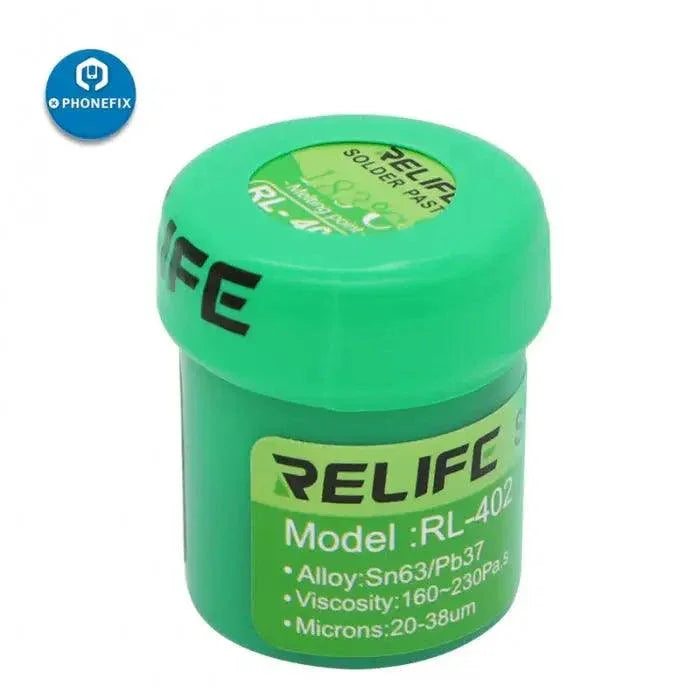 Pasta de soldadura Relife No-Clean RL-402 para reparación de iPhone, pasta de soldadura de alta temperatura de PHONEFIX, adecuada para reparación de componentes electrónicos.