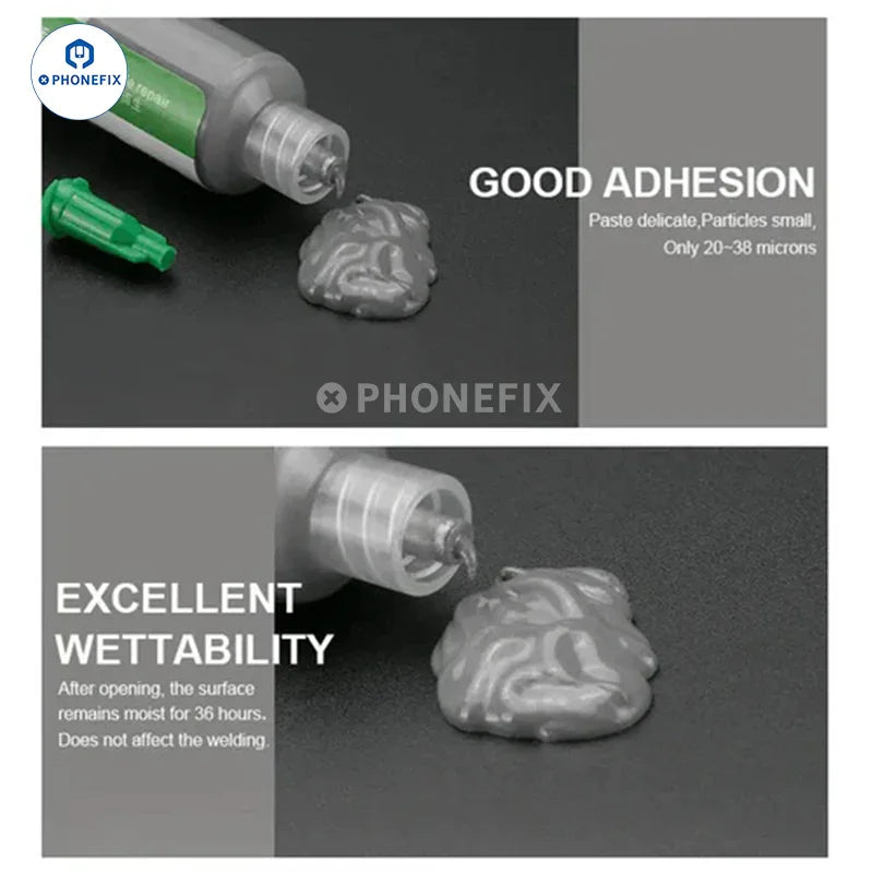 Relife No-clean Tin Solder Paste by PHONEFIX for PCB BGA chip welding and soldering applications.