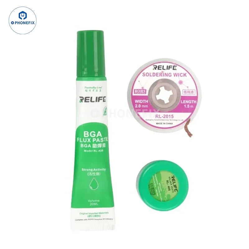 Relife No-clean Tin Solder Paste by PHONEFIX for PCB BGA chip welding, ideal for precise soldering and electronic repairs.