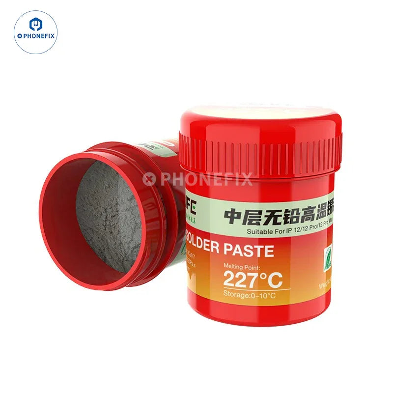 Relife no-clean tin solder paste by PHONEFIX, used for PCB BGA chip welding and soldering applications.