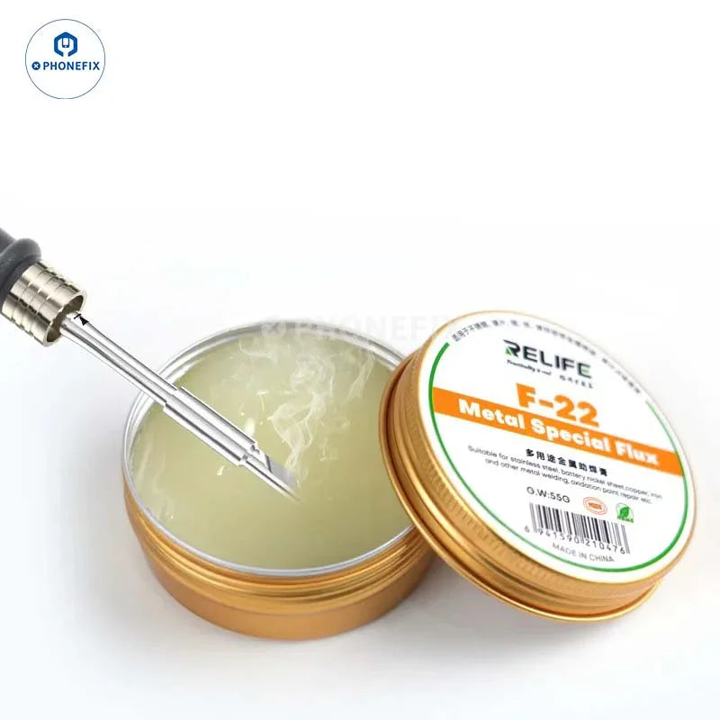 Relife No-clean Tin Solder Paste from PHONEFIX for PCB BGA chip welding, ideal for precise soldering and PCB assembly.
