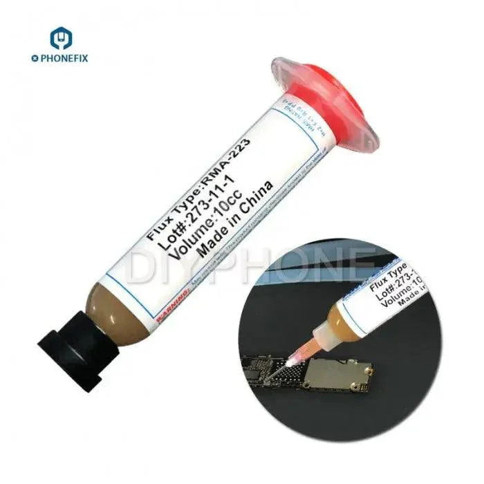 OEM RMA-223 NC-559-ASM syringe BGA soldering paste flux, 10cc, used for electronic soldering by PHONEFIX.