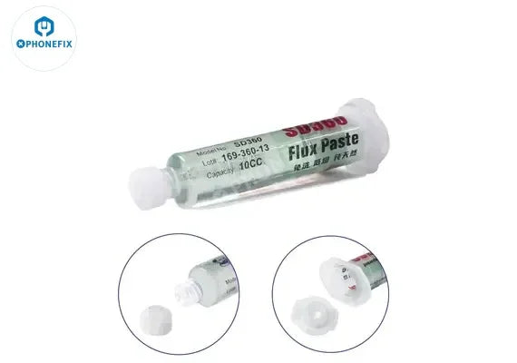PhoneFix MECHANIC 10CC SD360 Max solder flux set with push rod, featuring solder paste in a compact container for electronics repair.