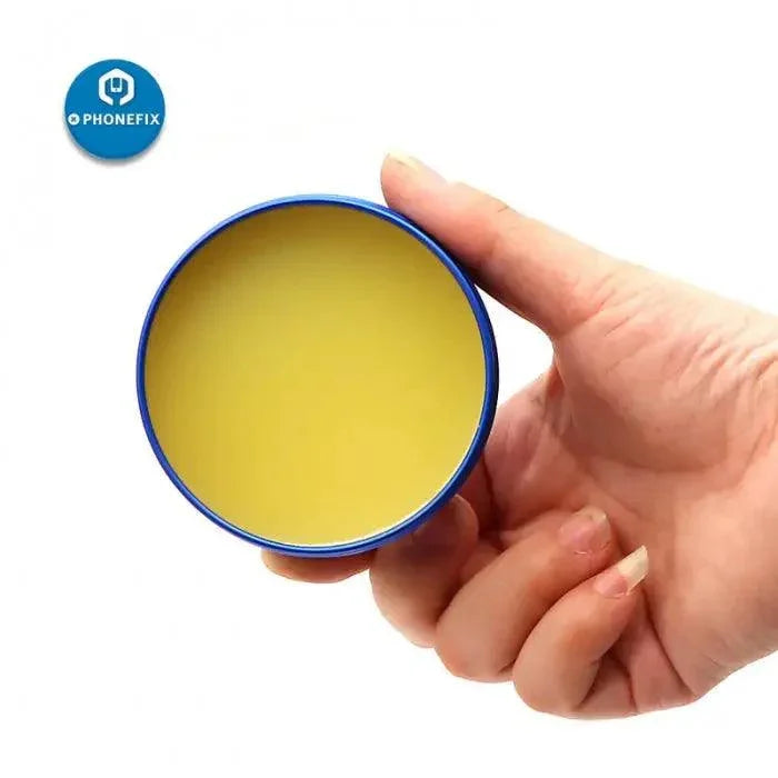 PHONEFIX solder paste for PCB repair, rosined tin flux cream used in phone welding, shown in a 40g tube for electronics repair.