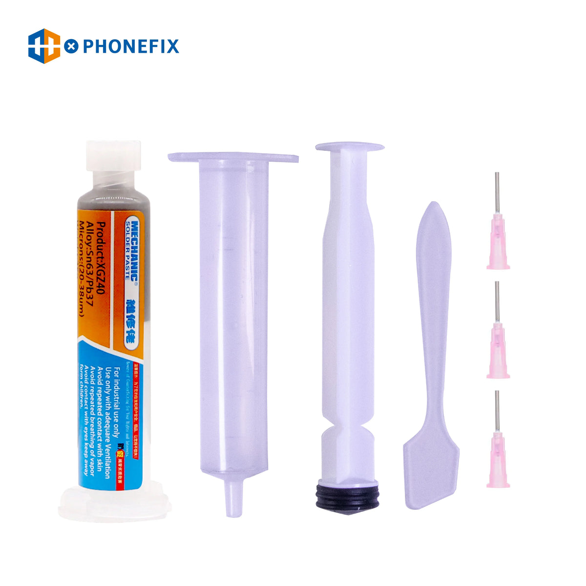 Phonefix XG-Z40 high synthetic solder paste flux for BGA repair, shown in a tin container with creamy consistency.