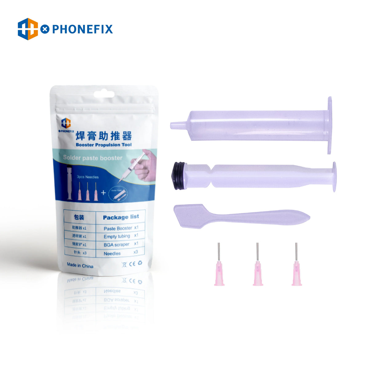 Phonefix XG-Z40 high synthetic solder paste flux for BGA; shown in a tin container with creamy, high-quality soldering flux.