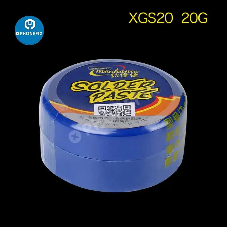 Mechanic PHONEFIX lead-free BGA solder flux paste for SMT soldering, shown in a close-up of the tin cream consistency.