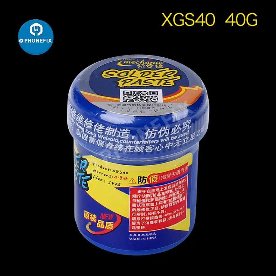 PhoneFix mechanic lead-free BGA solder flux paste for SMT soldering, featuring 158℃ temperature for precise tin application.