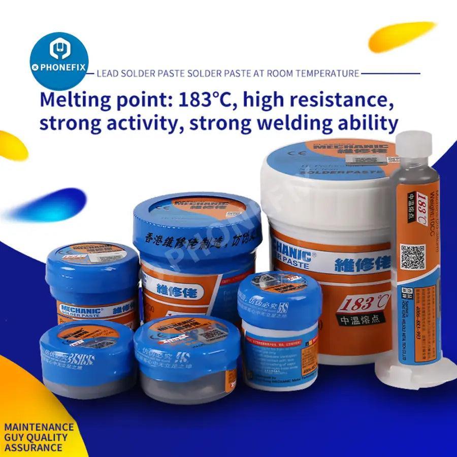 High-temperature XGSP4O solder paste flux tin cream by PHONEFIX, used for precise soldering in electronics repair.