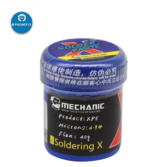 PhoneFix 148℃ special solder paste for iPhone X XR XS XS Max, used for precise mobile device repairs.