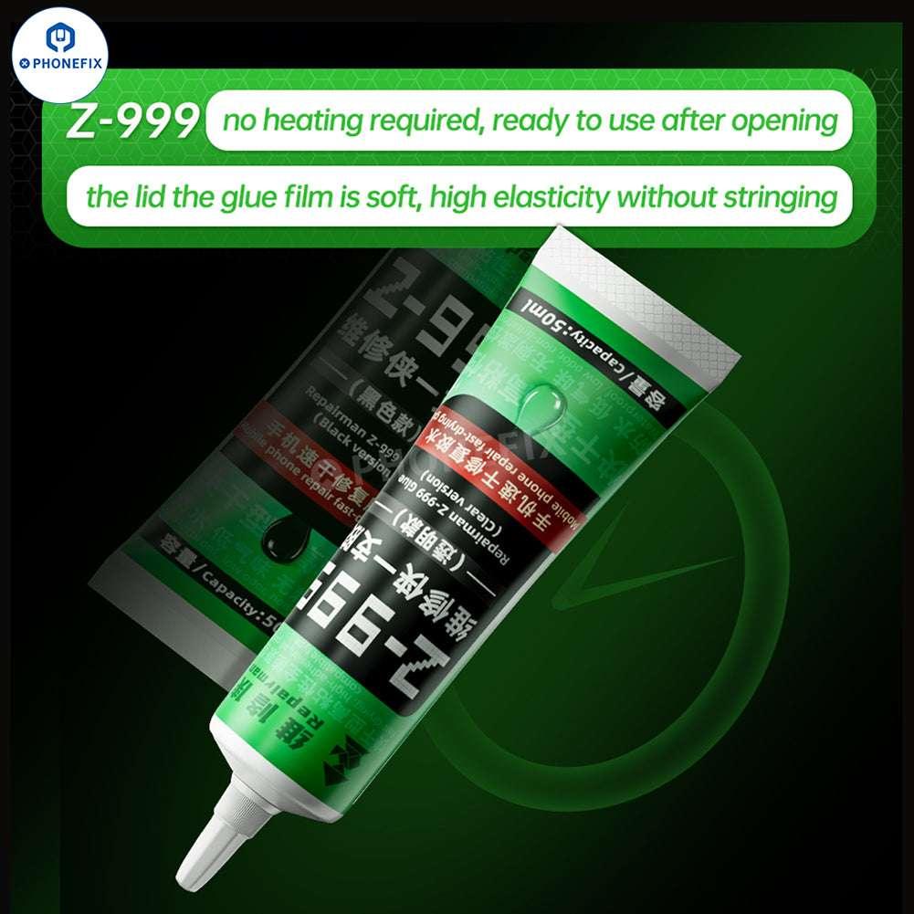 PhoneFix Z-999 solder paste and glue for phone frame back cover repair, transparent caulking adhesive for device repair.