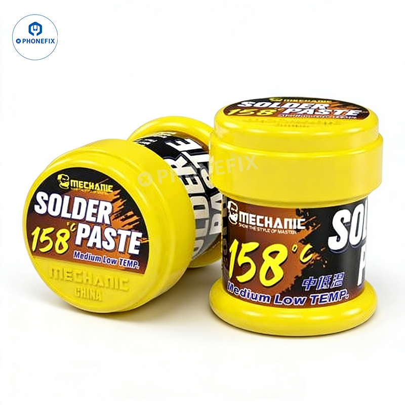 PhoneFIX mechanic solder paste for CPU, IC, and motherboard middle layer welding flux, used for precise electronic component repairs.