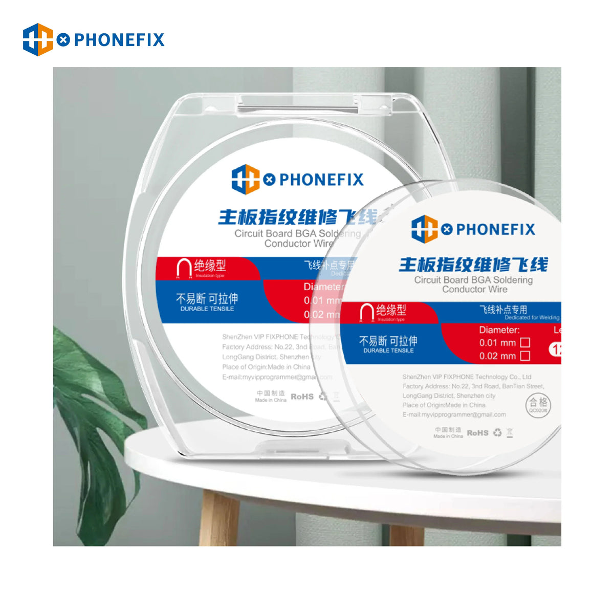 PHONEFIX insulation jump wire 120m for phone PCB soldering, featuring flexible solder wire for electronic repair work.