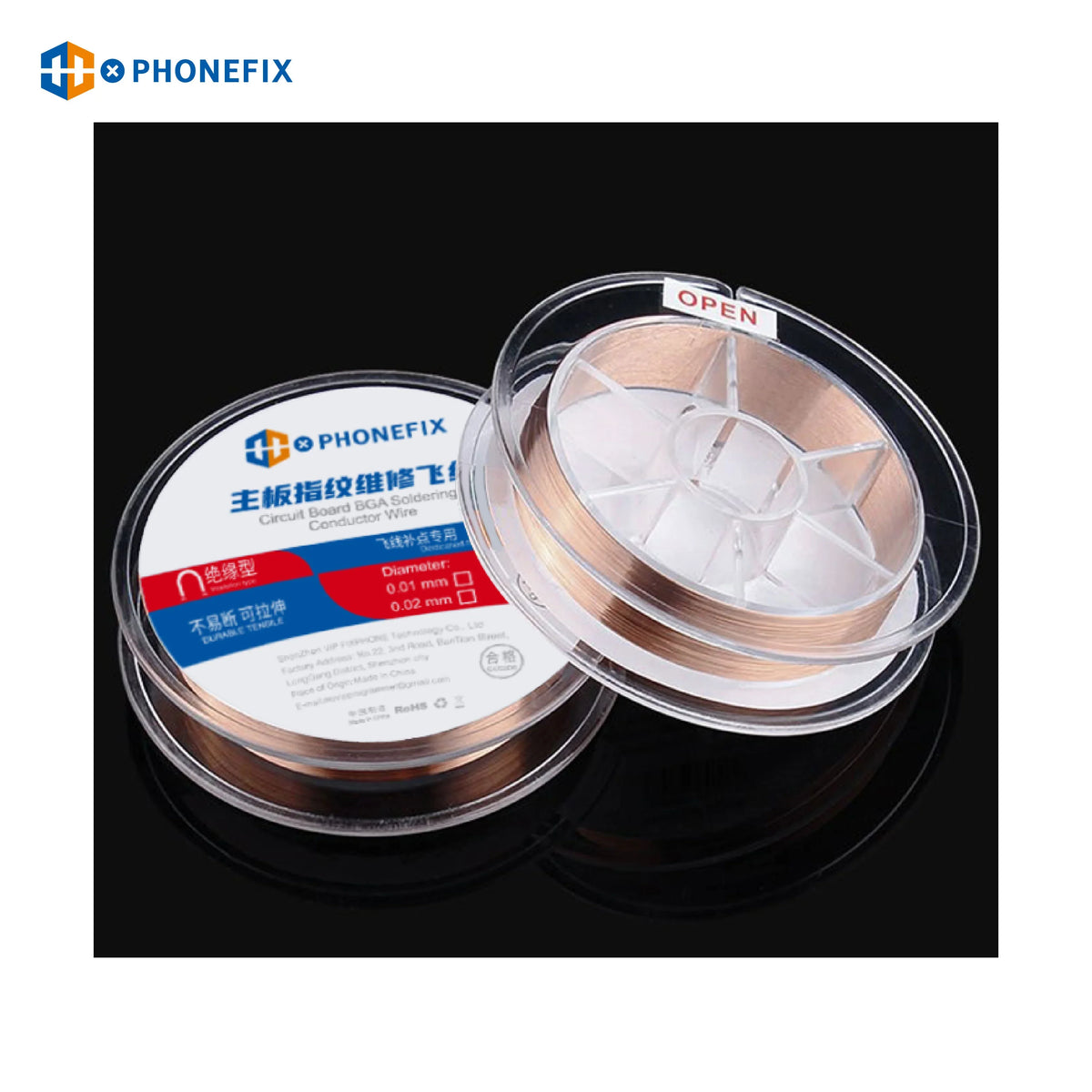 PHONEFIX insulation jump wire 120m for phone PCB soldering, flexible solder wire for electronic repair and soldering projects.