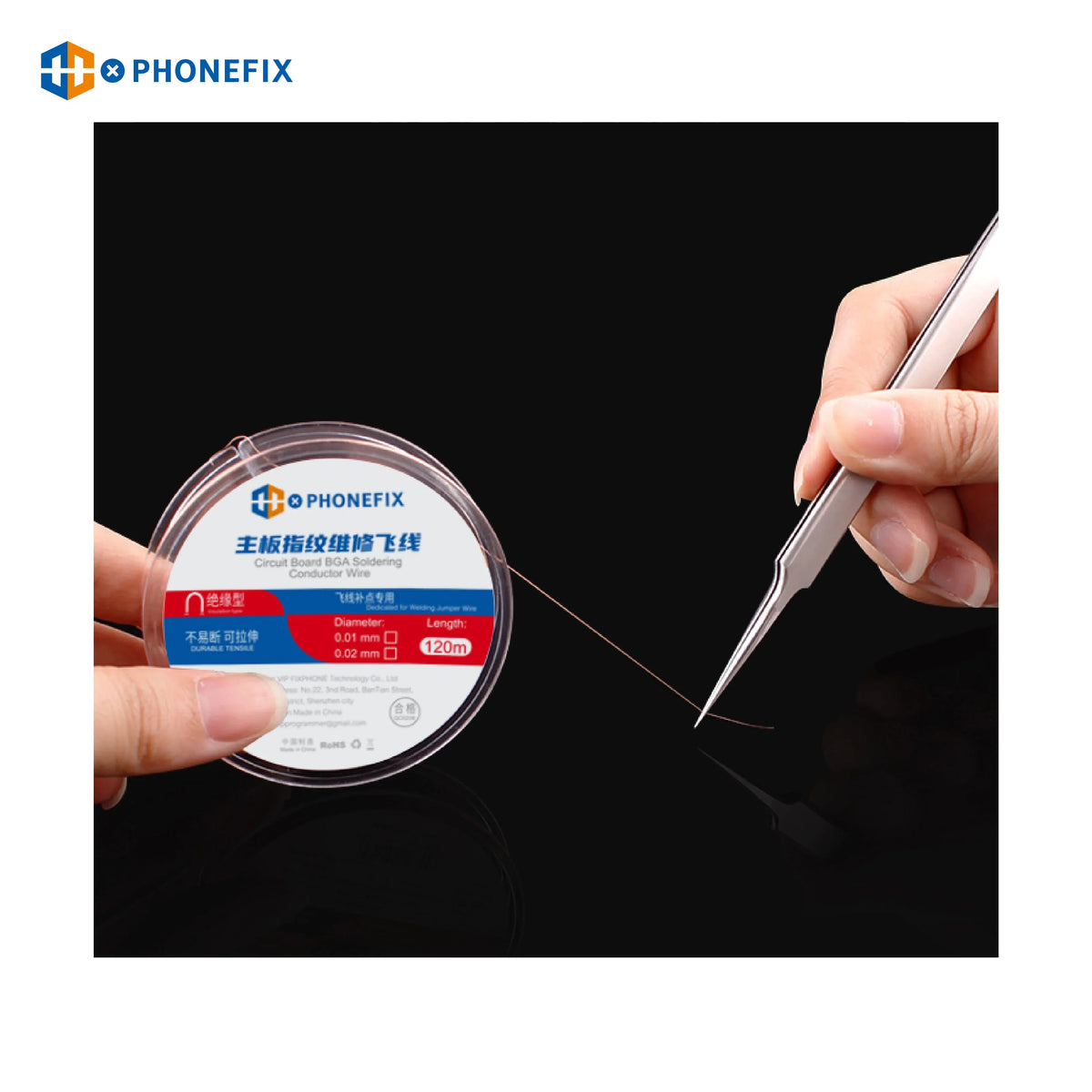 PHONEFIX insulation jump wire, 120m solder wire for phone PCB soldering, flexible and durable for electronic repairs.
