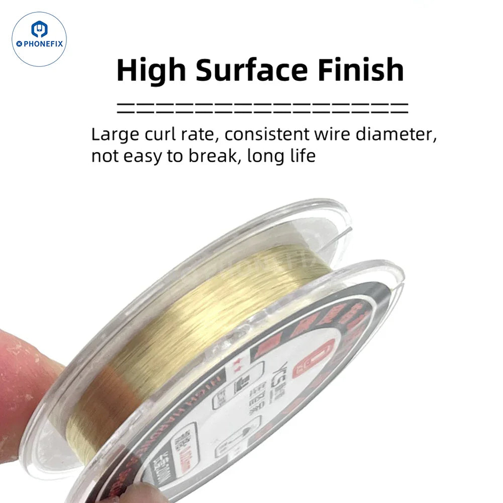 Gold solder wire for mobile phone LCD screen separation by PHONEFIX, high hardness YCS solder wire for precise repairs.