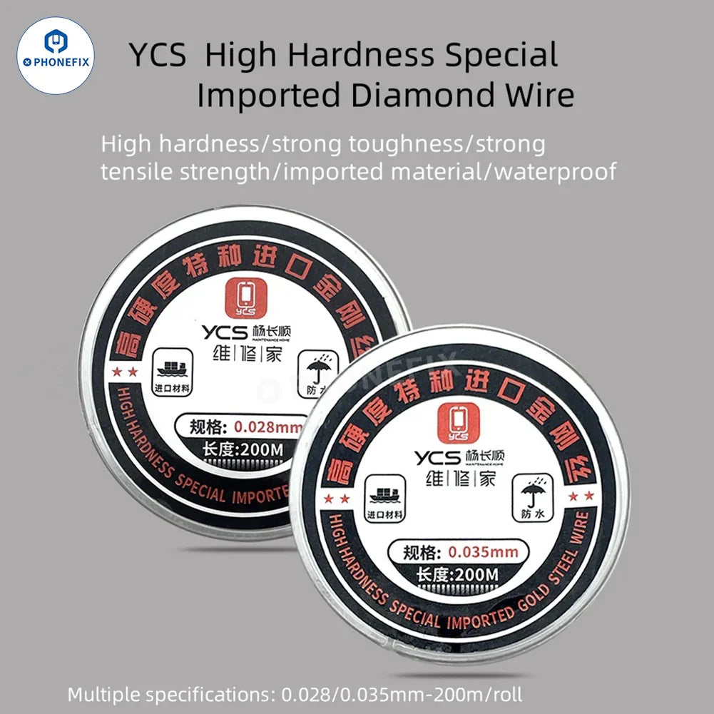 YCS high hardness gold solder wire for mobile phone LCD screen separation, used for precise electronic repairs by PHONEFIX