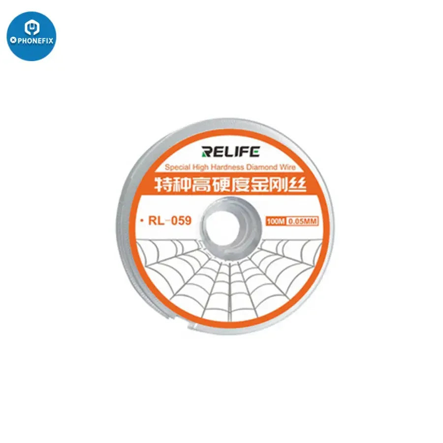 PhoneFix RELIFE RL-059 high hardness solder wire for LCD screen separation, 0.03-0.08mm thickness, used for precise LCD repair.