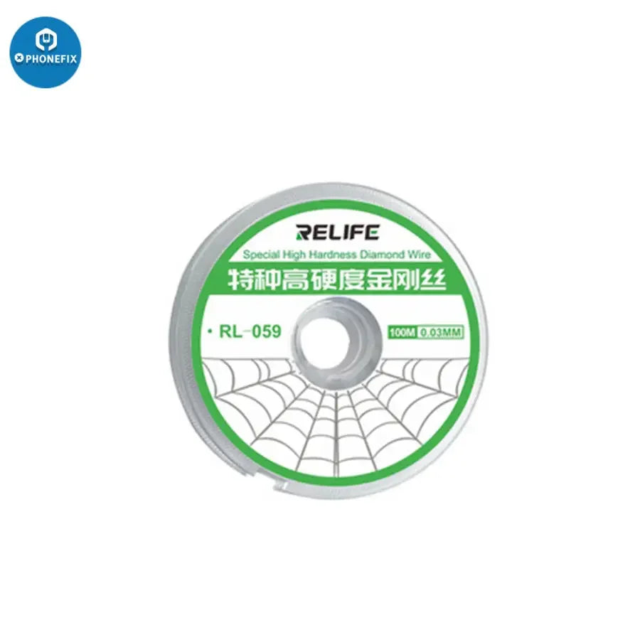 PhoneFix RELIFE RL-059 high hardness solder wire for LCD screen separation, 0.03-0.08mm thickness, used for precise cutting lines.