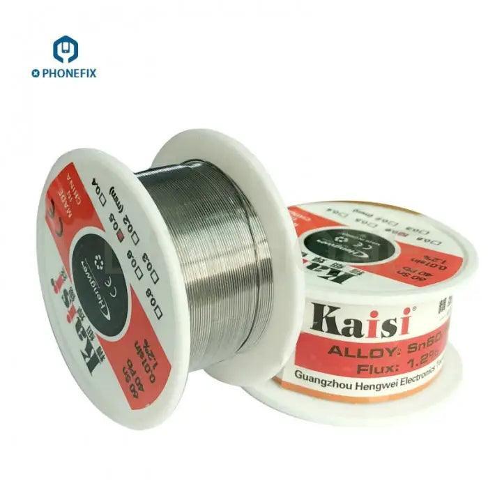 PhoneFix high purity tin lead rosin core solder wire reel, 0.3mm, for phone repair tools and electronics soldering.
