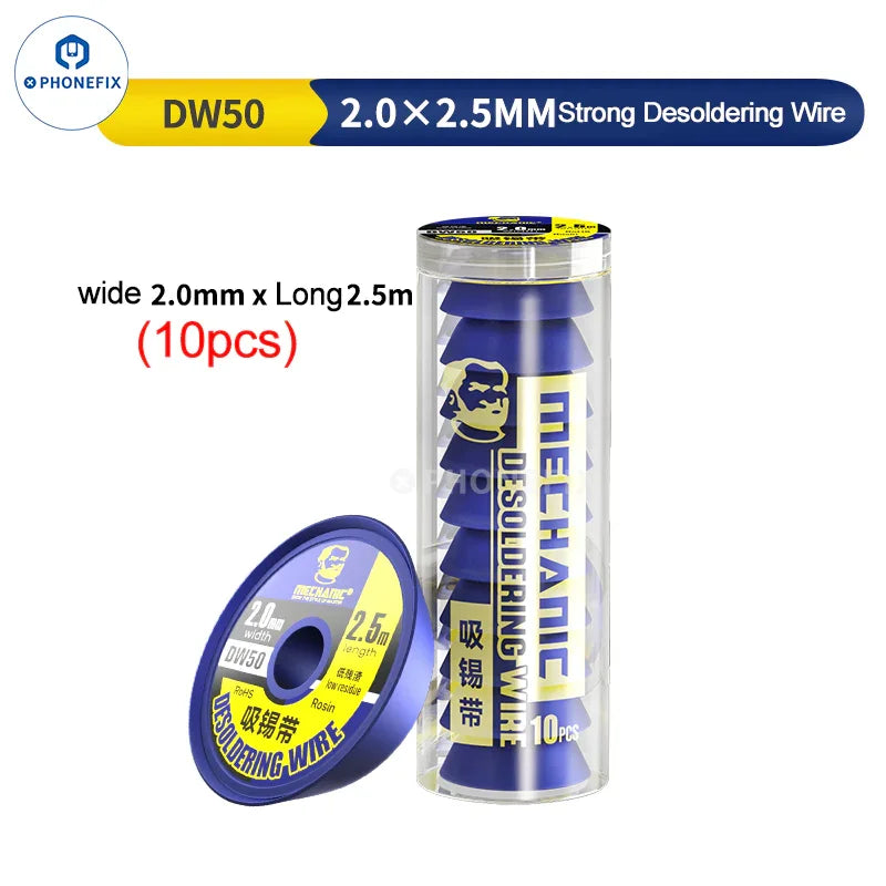 PhoneFix MECHANIC R300 DW50 solder wick remover desoldering wire, thin 2.0x2.5mm solder wire for electronic soldering repairs