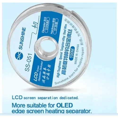 Fil de soudure pour séparation d'écran LCD Sunshine SS-051, fil d'acier ultrafin de 0.03 mm pour une réparation de téléphone précise par PHONEFIX.