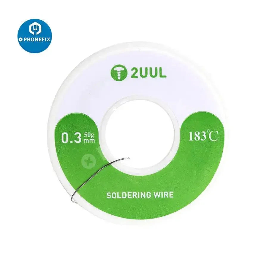PhoneFix 2UUL lead-free soldering wire in 0.3mm and 0.6mm for phone soldering tools, ideal for precise electronic repairs.