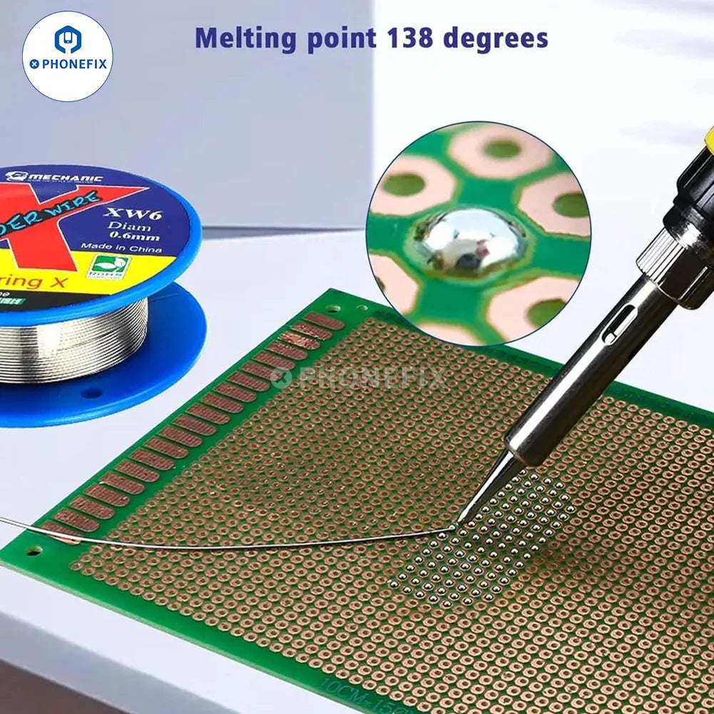 PhoneFix 2UUL lead-free welding solder wire, 0.3/0.6mm, for phone soldering tools, ideal for precise electronic repairs.