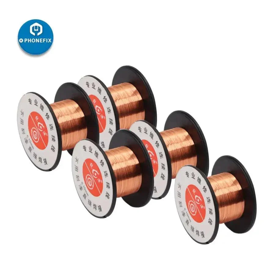 Copper soldering wire by PHONEFIX, 0.1mm maintenance jump line for fingerprint repair and electronic soldering tasks.