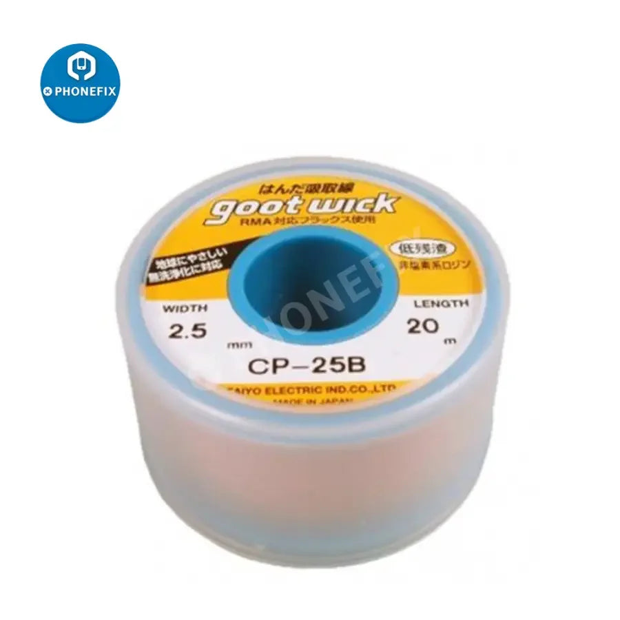 Original GOOT WICK desoldering solder wire CP 30B for electronics repair, versatile desoldering wick from PHONEFIX.