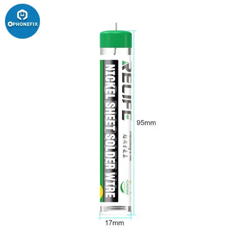 RELIFE RL-444 Nickel Solder Wire for Soldering Repairs, 0.8mm, by PHONEFIX, shown for electronic repair and soldering projects.