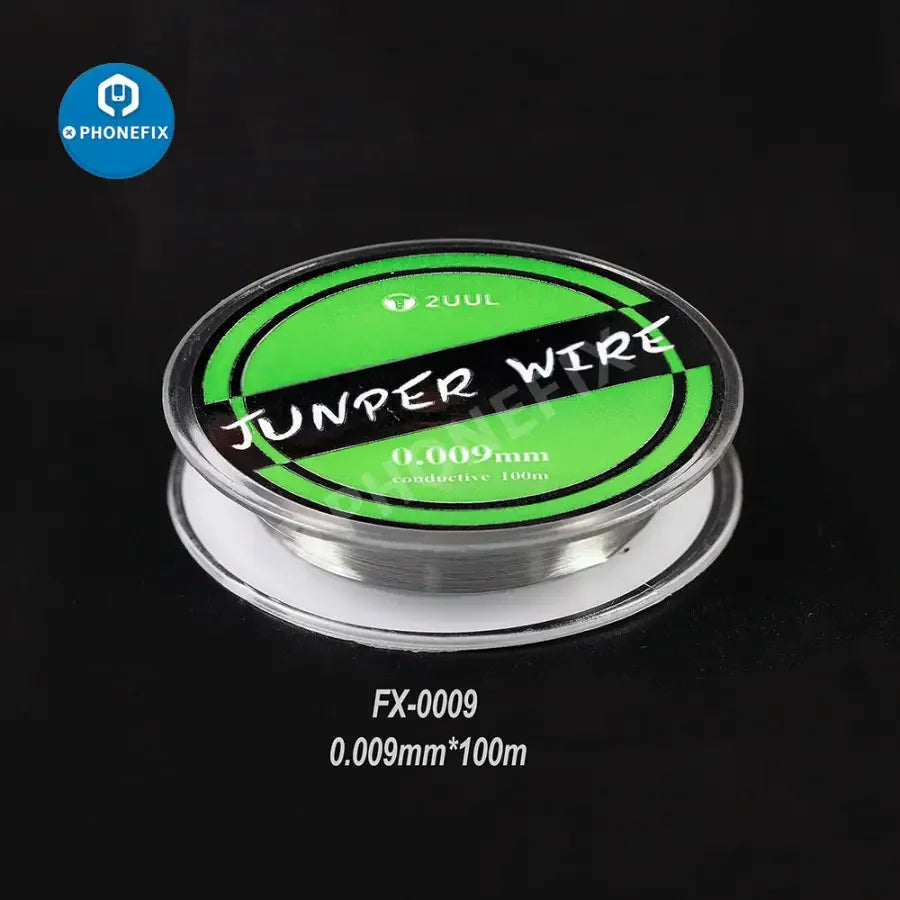PHONEFIX 2UUL solder jumper wire for phone PCB CPU repair, available in 0.01mm, 0.02mm, and 0.009mm thickness for precise soldering