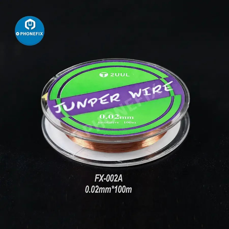 PhoneFix solder jumper wire for phone PCB CPU repair, featuring 0.01mm, 0.02mm, and 0.009mm thickness for precise soldering.