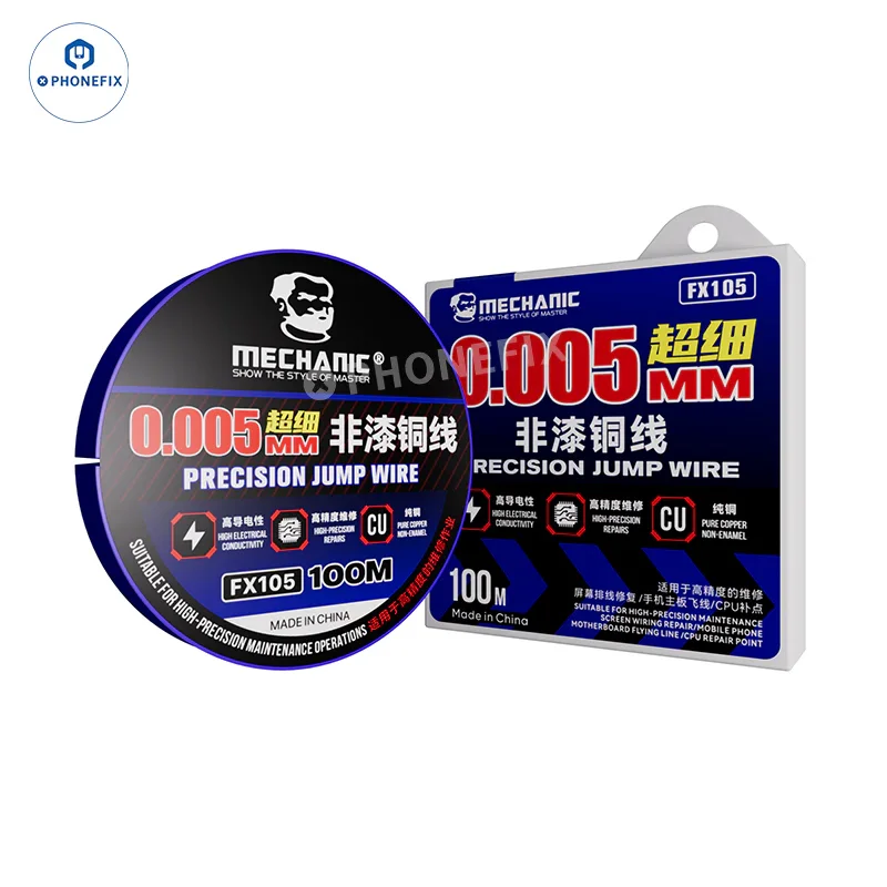 PhoneFix mechanic solder jump wire for phone PCB CPU chip repair, shown in SKU_FX105.png, used for precise electronic soldering.