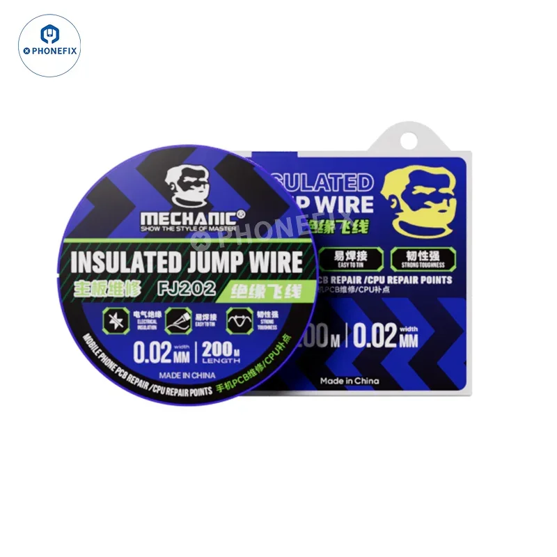 PhoneFix mechanic jump wire for phone PCB CPU chip repair, solder wire used for precise electronic circuit connections.