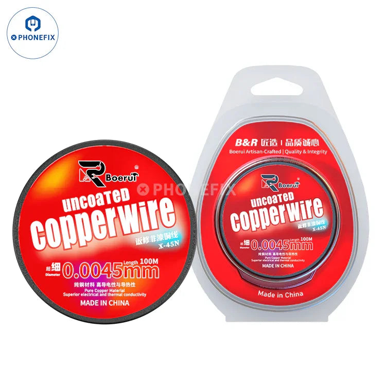 Fil de soudure fin G-LON 0.005 mm en cuivre non émaillé pour la réparation de cartes téléphoniques, idéal pour la soudure électronique de précision.